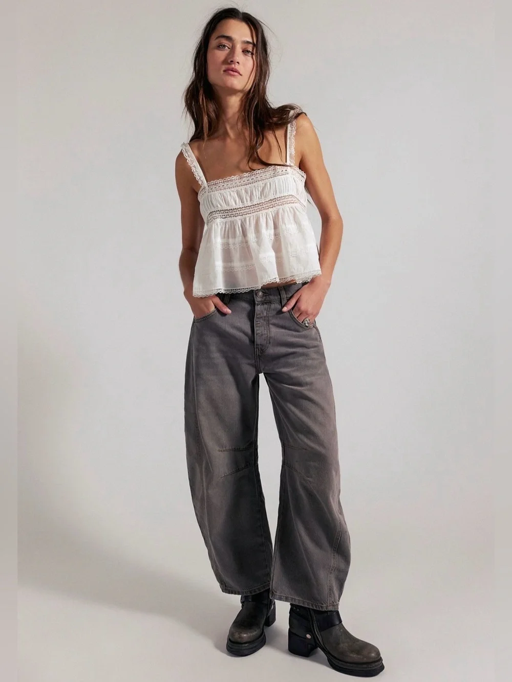 Free people Good Luck Mid-Rise Barrel Jeans